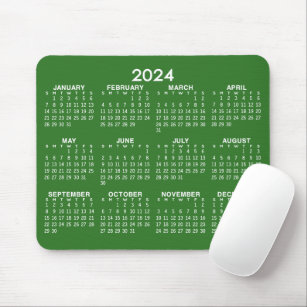 2023 Full Year View Calendar - horizontal - Green Mouse Pad