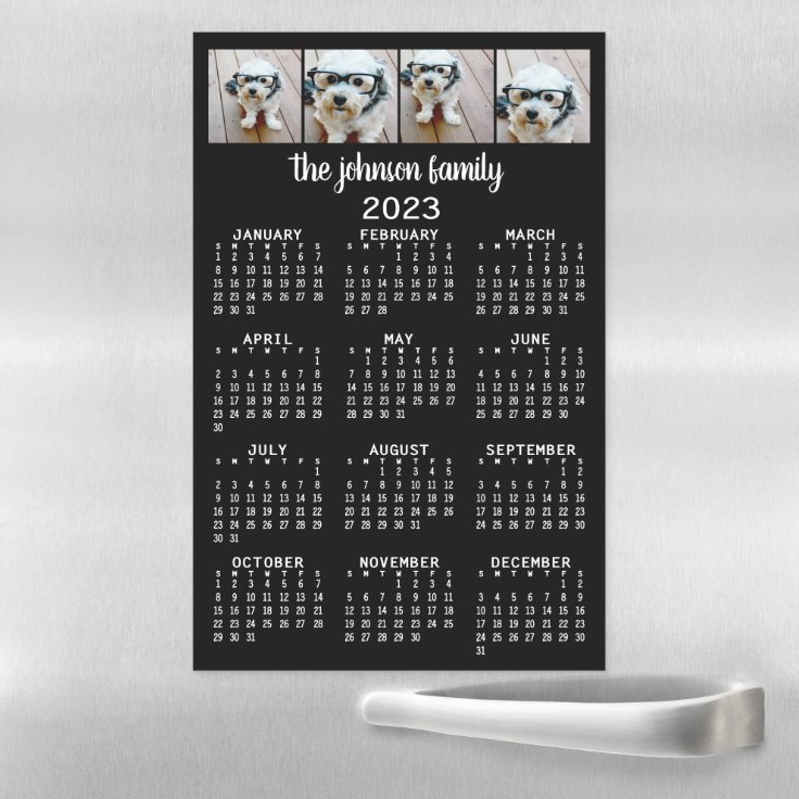 2023 Full Year View Calendar with 4 photos Magneti Magnetic Dry Erase
