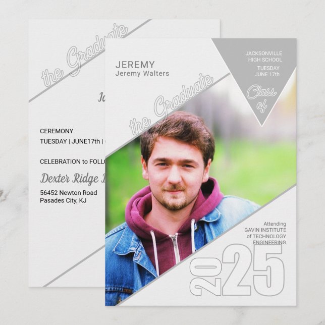 2023 Geometric Shapes Photo Graduation Invitation (Front/Back)