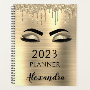 2023 Gold Glitter Sparkle Eyelashes Glam Planner