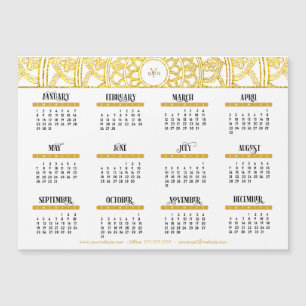 2023  Gold Lotus Monogram Business Calendar 