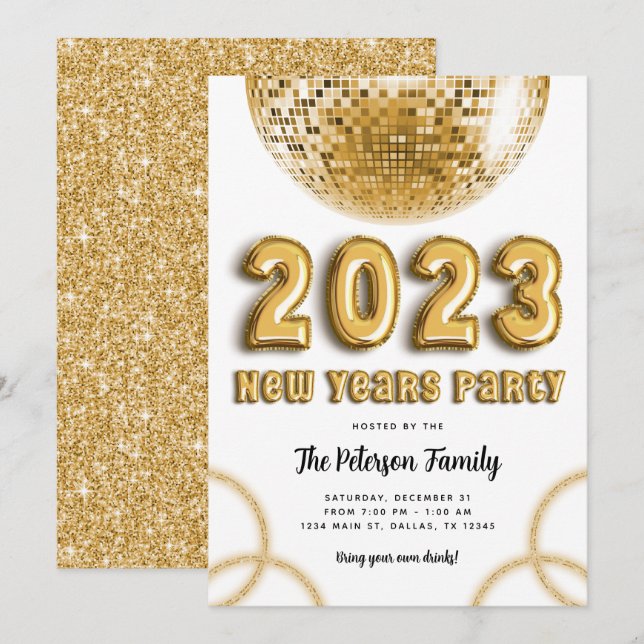 2023 Gold New Years Party Invitation (Front/Back)