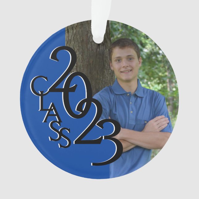 2023 Graduate Blue Class Photo Ornament (Front)