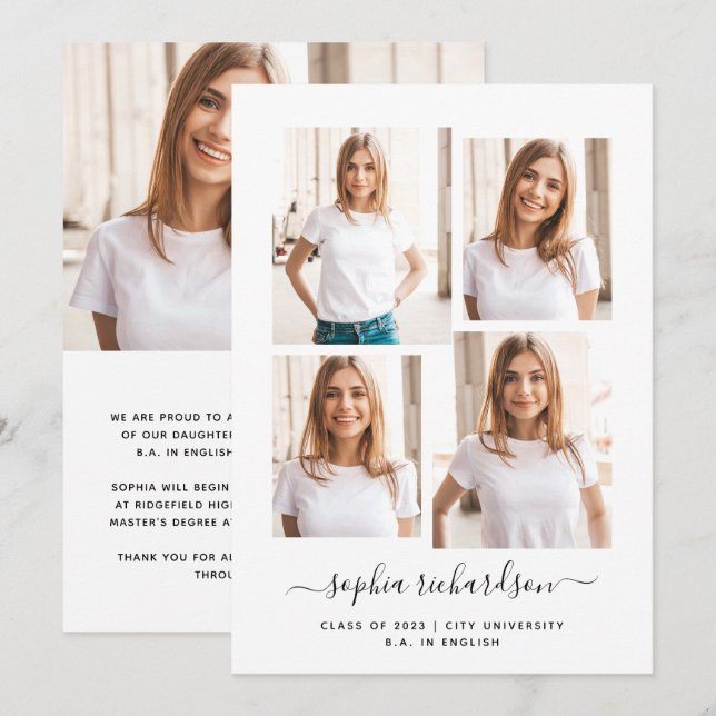 2023 Graduate | Modern Multi Photo Collage Layout (Front/Back)