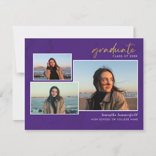 2023 Graduation Photo Collage Purple Script Grad (Front)