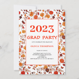 2023 Graduation Retro Floral Party Invitation
