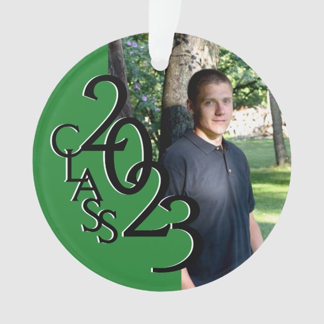 2023 Green Custom Class Photo Ornament (Front)