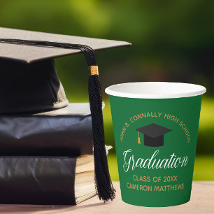 2023 Green Gold Graduation Custom School Party Paper Cups