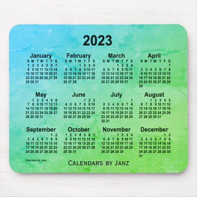 2023 Green Leaf Grey Calendar by Janz Mouse Pad (Front)