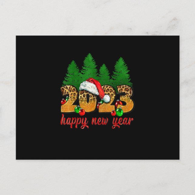 2023 Happy New Year Leopard New Years Eve Party Su Postcard (Front)