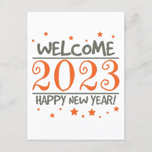 2023 Happy New Year with Colourful text Postcard
