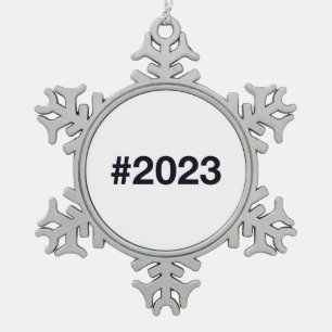 2023 Hashtag Snowflake Pewter Christmas Ornament