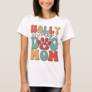 2023 Holly Jolly Dog Mom Festive Design T-Shirt
