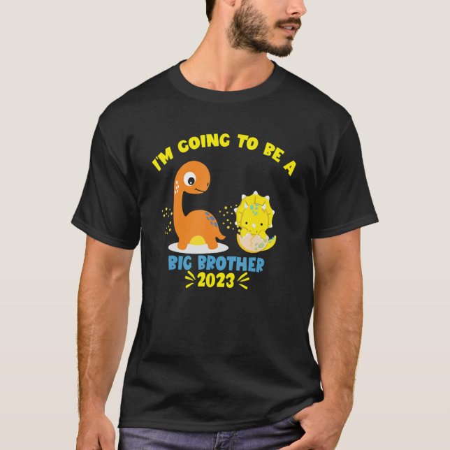 2023 I'm Going To Be A Big Brother Brontosaurus Di T-Shirt (Front)