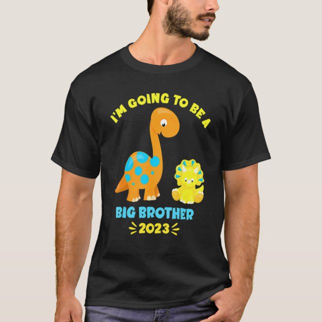 2023 I'm Going To Be A Big Brother Brontosaurus Di T-Shirt (Front)
