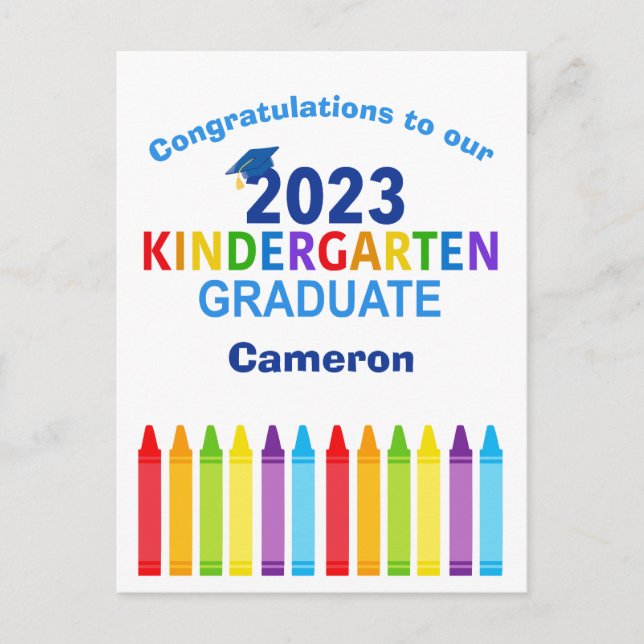 2023 Kindergarten Graduate Custom Cute Graduation Postcard (Front)