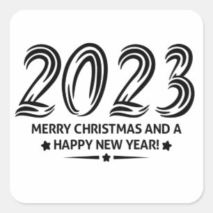 2023 Merry Christmas and a Happy New Year Square Sticker