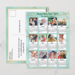 2023 Mint Green Modern Family 12 Photo Calendar Postcard