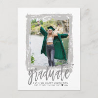 2023 Modern Brush Script Silver Photo Graduation 