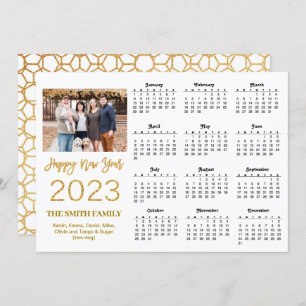 2023 Modern Gold Glitter Script Photo Calendar Holiday Card
