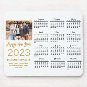 2023 Modern Gold Glitter Script Photo Calendar Mouse Pad