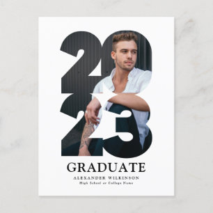 2023 Modern Typography Trendy Photo Graduation Announcement Postcard