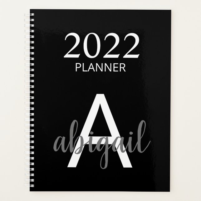 2023 Moderne Noir Simple Monogramme Nom (Devant)