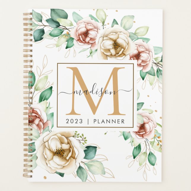 2023 Monogramme Aquarelle Florale hebdomadaire men (Devant)