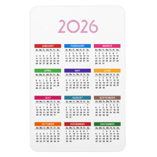 2023 Multi Colour Months Calendar Magnet