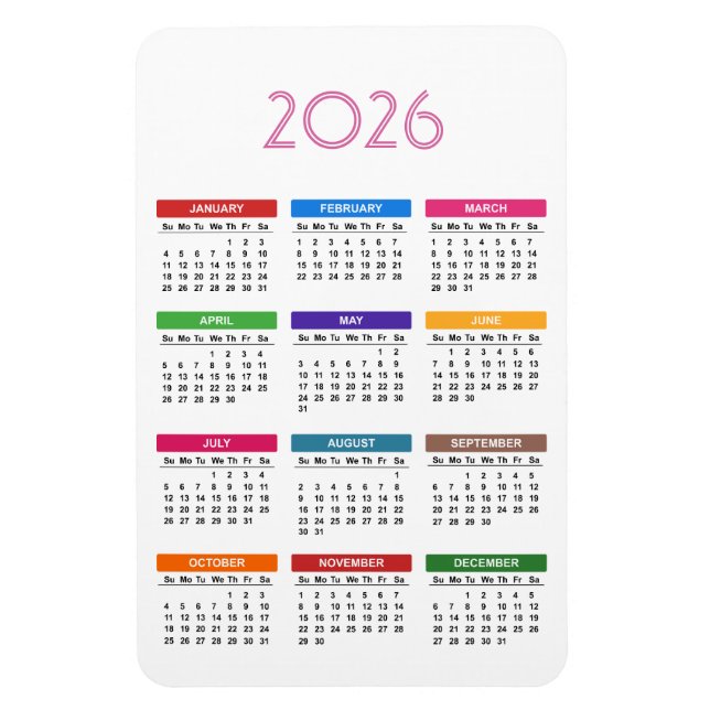 2023 Multi Colour Months Calendar Magnet (Vertical)