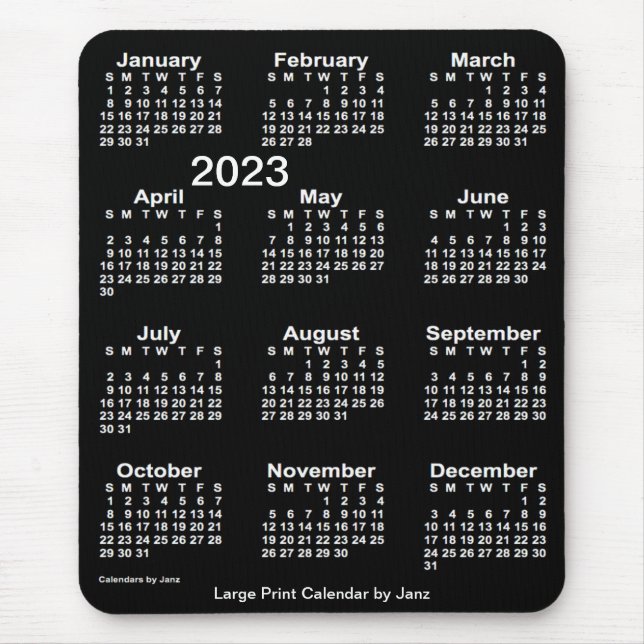 2023 Neon White Large Print Calendar by Janz Mouse Pad (Front)
