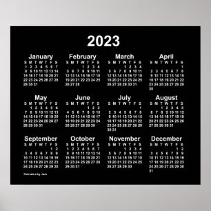 2023 Neon White Wall Calendar by Janz Poster