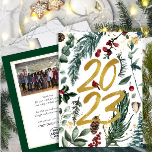 2023 New Year Business Photo Festive Pine Bough Holiday Card