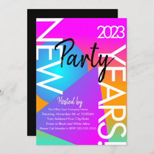 2023 New Years Party Gradient Neon Shapes  Invitation