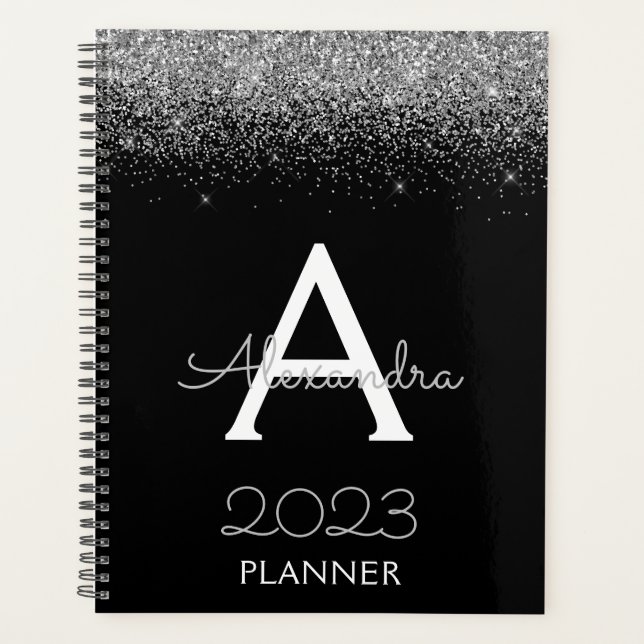 2023 Noir Argenté Paillettes Monogramme Luxe Moder (Devant)