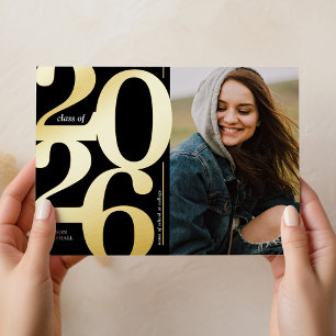 2023 Photo Black Gold Graduation Announcement