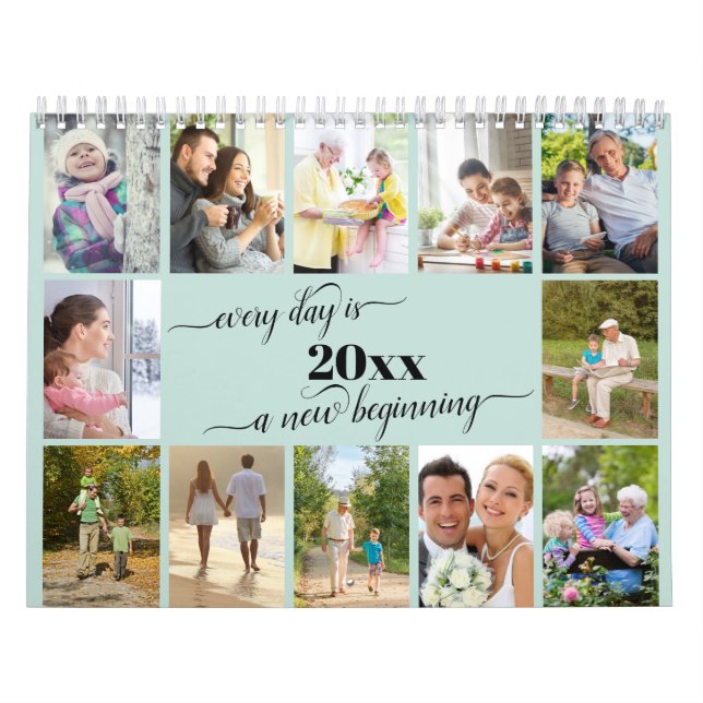 2023 Photo Collage Monthly Photo & Reminders Blue Calendar (Cover)