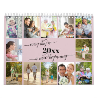 2023 Photo Collage Monthly Photo & Reminders Pink Calendar
