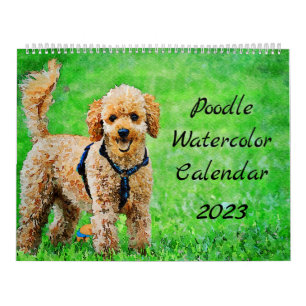 2023 Poodle Dogs Watercolor Poodles Painting Gift Calendar