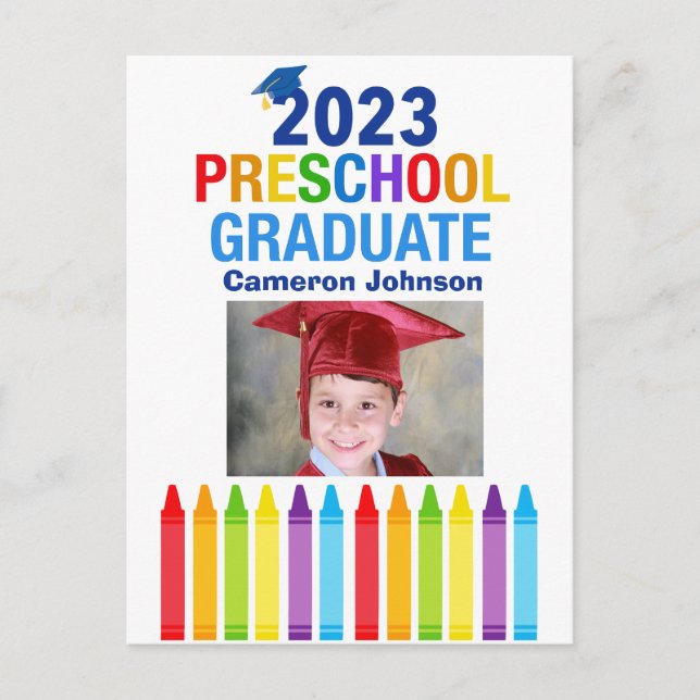 2023 Preschool Graduate PreK Kids Photo Graduation Postcard (Front)