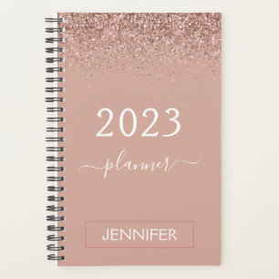 2023 Rose Gold Blush Pink Glitter Monogram Féminin