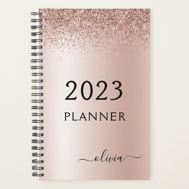 2023 Rose Gold Blush Pink Paillettes Monogramme (Devant)