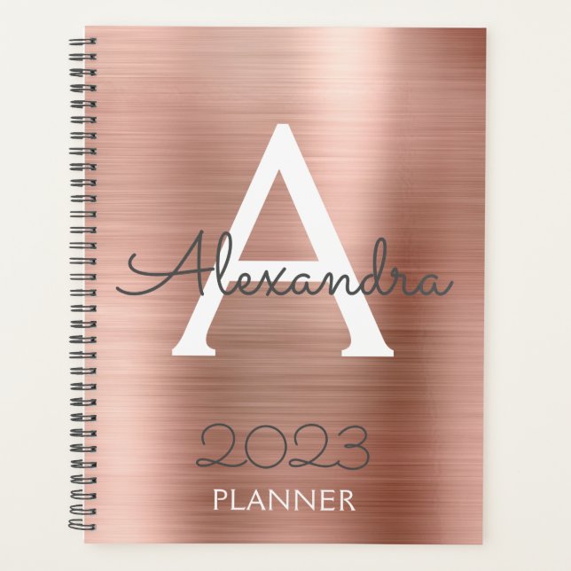 2023 Rose Gold Blush Pink Sparkle Monogram (Devant)