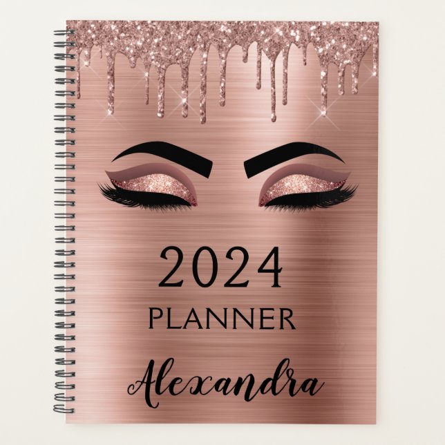 2023 Rose Gold Blush Rose Faux Cils Paillettes (Devant)