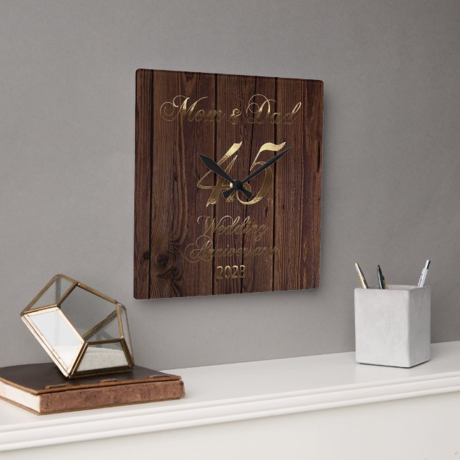 2023 Sapphire Wedding 45th Anniversary Parents Square Wall Clock (Office)