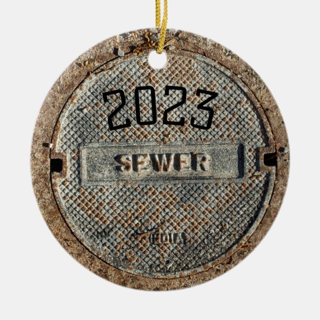 2023 Sewer Manhole Cover Official Ceramic Ornament (Front)