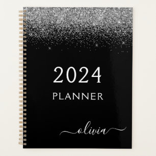 2023 Silver Black Glitter Sparkle Glam Monogram