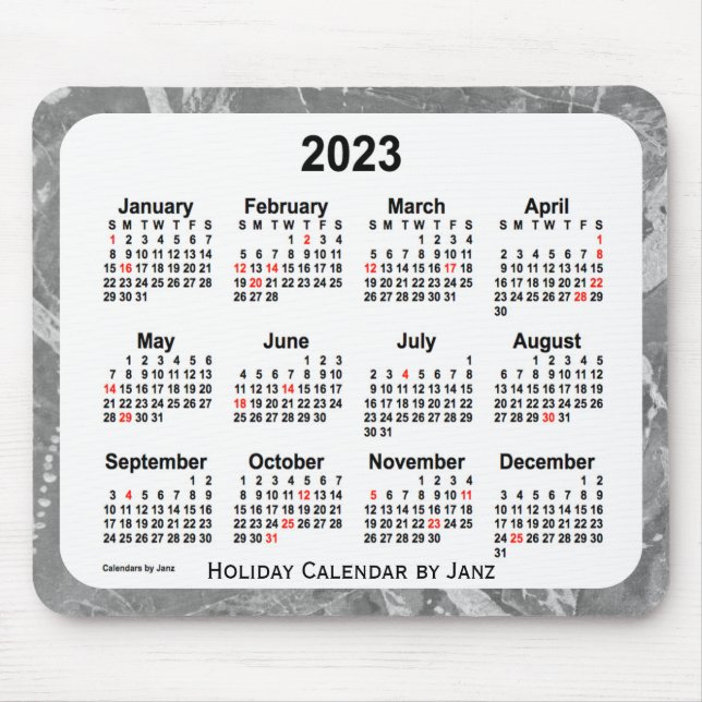 2023 Silver Holiday Art Calendar by Janz Mouse Pad (Front)