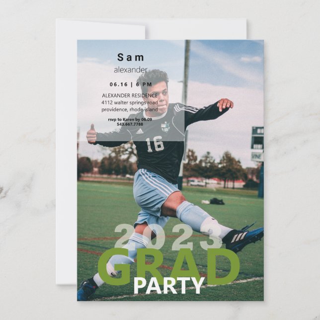 2023 Soccer Photo Graduation Party  Invitation (Front)