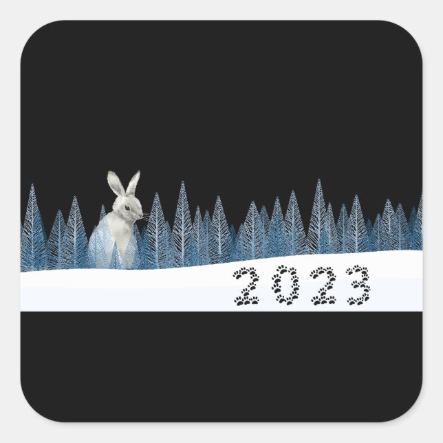 2023, The Year Of The Rabbit, Chinese New Year Square Sticker (Front)